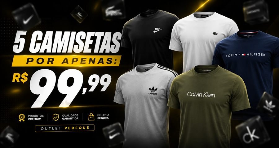 5 camisetas por R$ 99,99