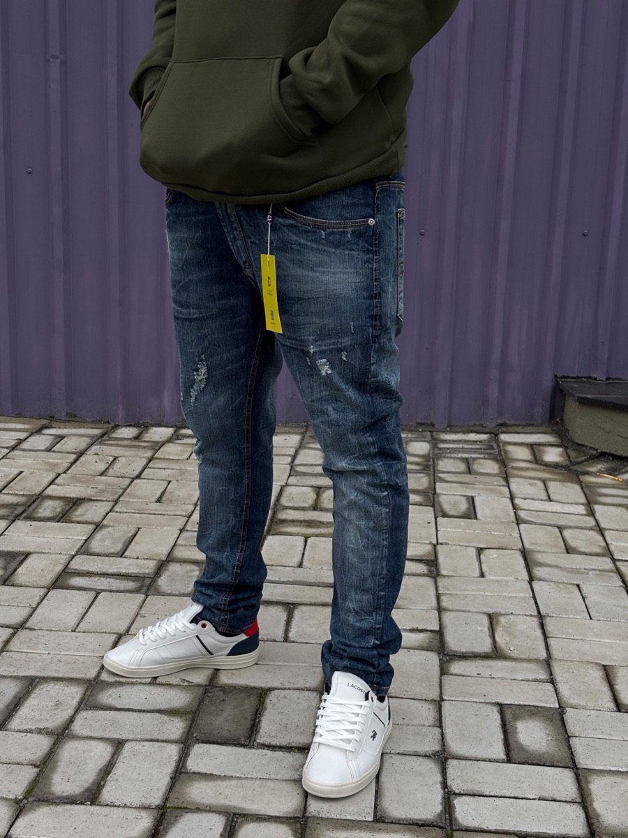 Calça Skinny Jogador Jeans Azul Destroyed